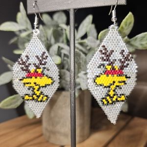 Handmade Beaded Woodstock Christmas Reindeer Earrings